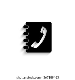 Contactbook - black vector  icon with shadow