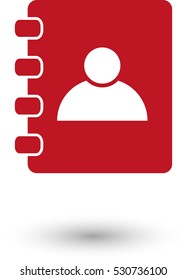 Contactbook - red vector  icon with shadow