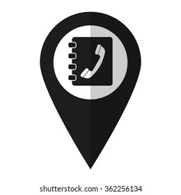 Contactbook - vector icon;  black map pointer