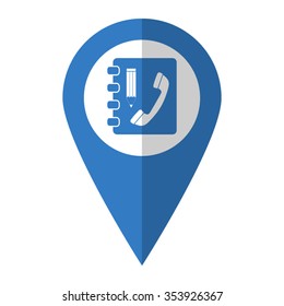 Contactbook - vector icon; blue map  pointer