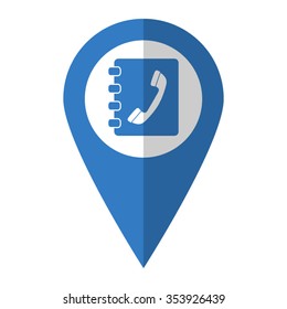 Contactbook - vector icon; blue map  pointer