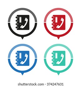 Contactbook - vector icon; map pointer;  message bubble