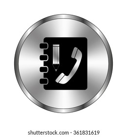 Contactbook - vector icon;  metal button