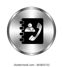 Contactbook - vector icon;  metal button