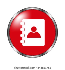 Contactbook - vector icon on the  red button