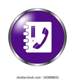 Contactbook - vector icon; violet button