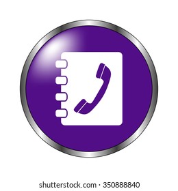 Contactbook - vector icon; violet button