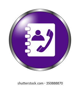 Contactbook - vector icon; violet button