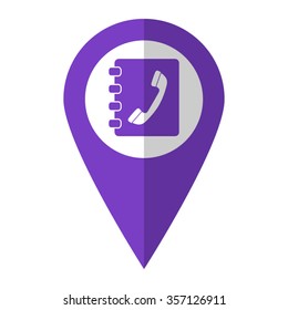Contactbook - vector icon;  violet map pointer