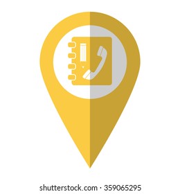 Contactbook - vector icon;  yellow map pointer