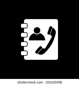 Contactbook - white vector icon