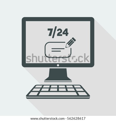 Contacte us full time - text box chat - Vector flat icon