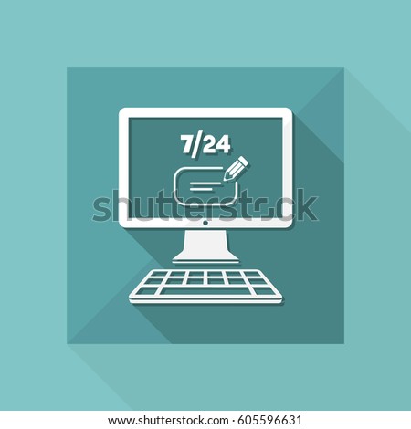 Contacte us full time - text box chat - Vector flat icon