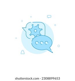 Contacting technical support vector icon. Flat illustration. Filled line style. Blue monochrome design. Editable stroke. Adjust line weight.