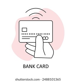 Contactless Bank Card Icon: Secure NFC Payments, Wireless Transactions, Digital Wallet with editable stroke.