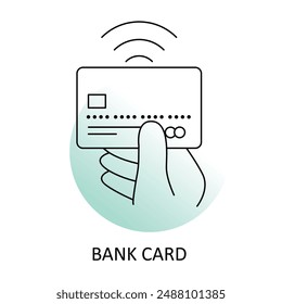 Contactless Bank Card Icon: Secure NFC Payments, Wireless Transactions, Digital Wallet with editable stroke.