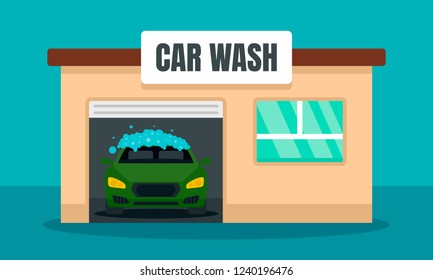 Contactless car wash concept background. Flat illustration of contactless car wash vector concept background for web design