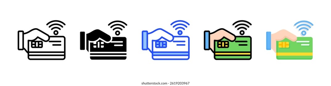 Contactless Card Icon Collection With Multiple Styles