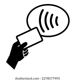 contactless card payment system POS, NSF technology icons in white on an isolated black background non-cash payment, card payment,