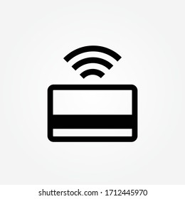 Contactless card payment systems. POS, NFS technolgy icon. Electronic contactless plastic card sign. Wireles / contactless payment at the shop terminal. Near field communication image vector