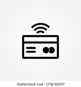 Contactless card payment systems. POS, NFS technolgy icon. Electronic contactless plastic card sign. Wireles / contactless payment at the shop terminal. Near field communication image vector