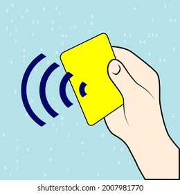 Contactless card payment systems. POS, an icon of NFC technology. Electronic sign of a contactless plastic card.