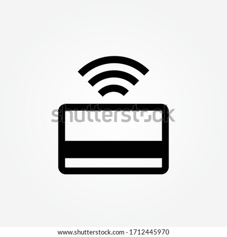 Contactless card payment systems. POS, NFS technolgy icon. Electronic contactless plastic card sign. Wireles / contactless payment at the shop terminal. Near field communication image vector