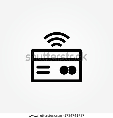 Contactless card payment systems. POS, NFS technolgy icon. Electronic contactless plastic card sign. Wireles / contactless payment at the shop terminal. Near field communication image vector