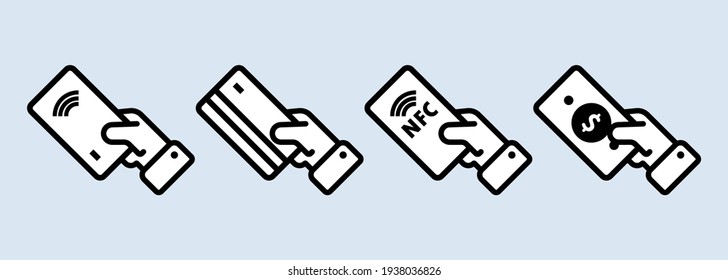 Contactless and cash payment icon set. NFC icon set. Wireless pay. Credit card. Vector EPS 10. Isolated on white background