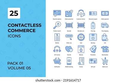 Contactless Commerce icons collection. Set contains such Icons as card, commerce, contactless, and more