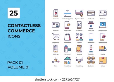 Contactless Commerce icons collection. Set contains such Icons as card, commerce, contactless, and more
