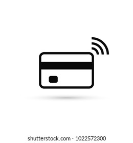 Contactless credit card icon, card with radio wave sign, bank card payment isolated icon, vector.