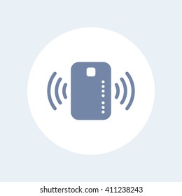 Contactless credit card icon, card with radio wave outside sign, credit card payment, isolated icon, vector illustration