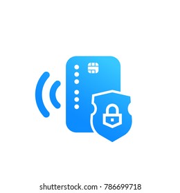 Contactless credit card, secure payment icon