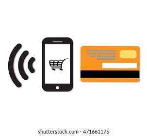 Contactless credit card vector.Wifi  Mobile Pay.Symbol card sign icon. Virtual money.Online shopping.