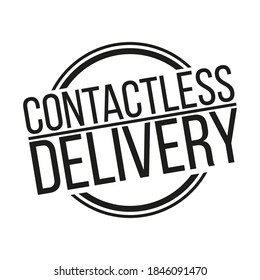 Contactless delivery basic black and white sticker badge vector