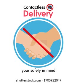 Contactless delivery concept illustration.  Safe distance, covid-19, coronavirus. Flat vector illustration, isolated objects.