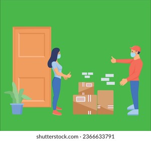 contactless delivery concept illustration vector scene with 