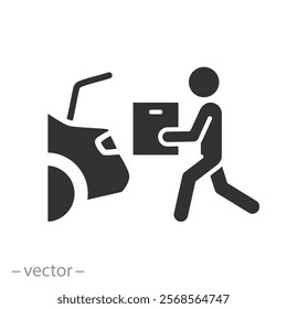 contactless delivery food, curbside pickup icon, parking shopping service, flat web symbol on white background