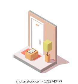 Contactless delivery. Isometric vector isolated on white background