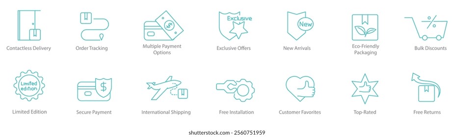 Contactless Delivery, Order Tracking, Multiple Payment Options, Exclusive Offers, New Arrivals, Eco-Friendly Packaging, Bulk Discount, Limited Edition, Secure Payment, International Shipping 