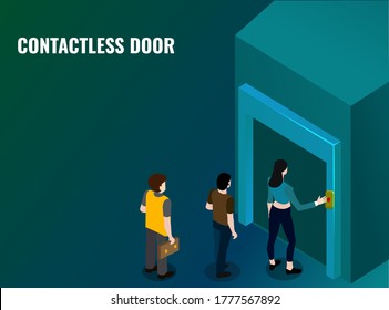 Puerta sin contacto o sin contacto o con menos contacto o puerta de identificación de radiofrecuencia o onda para abrir puerta o solución de control de acceso de seguridad