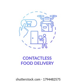 Contactless food delivery concept icon. Cafe and restaurants safety guidelines idea thin line illustration. Avoiding face to face contact. Vector isolated outline RGB color drawing