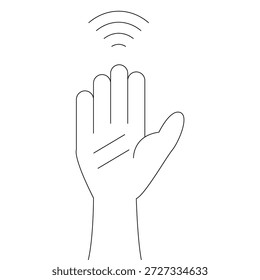 Contactless Hand Gesture Line Icon for New Year 2026 Digital Interaction Concept