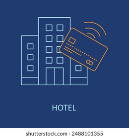 Contactless Hotel Icon: Digital Check-in, NFC Enabled, Touchless Booking with editable stroke.