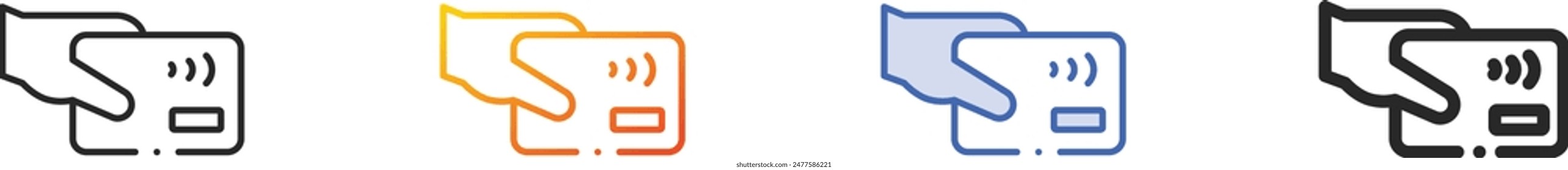 contactless icon.Thin Linear, Gradient, Blue Stroke and bold Style Design Isolated On White Background