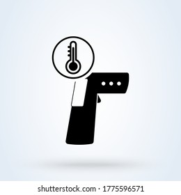 Contactless Infrared Thermometer icon in flat style isolated on white background shows the heat temperature. Vector illustration.
