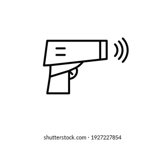 Contactless Infrared Thermometer icon in flat style isolated on white background shows the heat temperature. Vector illustration