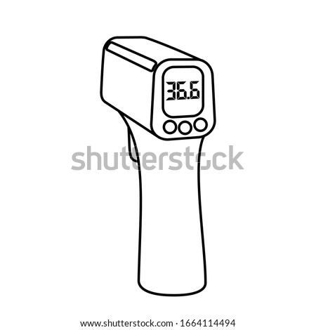 Contactless Infrared Thermometer icon in flat style isolated on white background shows the heat temperature. Vector illustration.