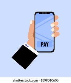 Contactless mobile payment online vector graphic flat illustration 